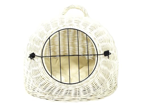 Weidenkorb Korbhöhle mit Gitter und Tragegriff – Abmessungen 50x40x45 cm – Transporthöhle – Weiße Farbe – Hersteller – Transporter mit Kissen Ecru Weidenkorb Korbhöhle mit Gitter und Tragegriff – Abmessungen 50x40x45 cm – Transporthöhle – Weiße Farbe – Hersteller – Transporter mit Kissen Ecru von Damian-Wiklina
