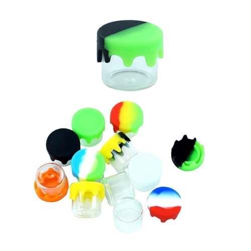 Silikon set Dab Behälter Silikon Wachs Behälter set Silikonbehälter Wachsöl Silikonbehälter Konzentratbehälter Runde Behälter Antihaft-silikonöl (2 ml, Silikonhülle BOX 70 Stk.) von DAMPF MIT STIL
