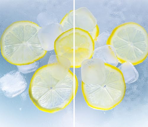 DAMU | Herdabdeckplatte 2teilig 2x30x52 Herdabdeckung Ceranfeld Glasschneideplatte Ceranfeldabdeckung Herdplattenabdeckung Kochfeld Abdeckung Schneidebrett Glasplatte Gelb Zitrone von DAMU