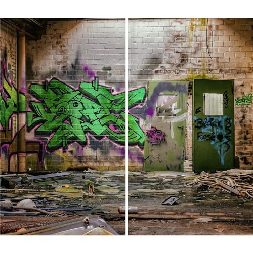 DAMU | Herdabdeckplatte 2teilig 2x30x52 Herdabdeckung Ceranfeld Glasschneideplatte Ceranfeldabdeckung Herdplattenabdeckung Kochfeld Abdeckung Schneidebrett Glasplatte GrĂĽn Graffiti von DAMU