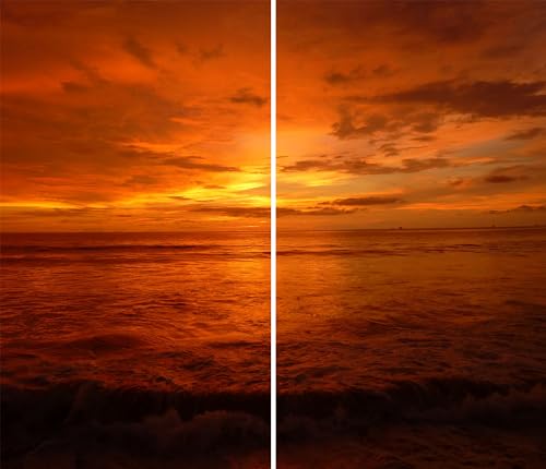 DAMU | Herdabdeckplatte 2teilig 2x30x52 Herdabdeckung Ceranfeld Glasschneideplatte Ceranfeldabdeckung Herdplattenabdeckung Kochfeld Abdeckung Schneidebrett Glasplatte Orange Sonnenuntergang von DAMU