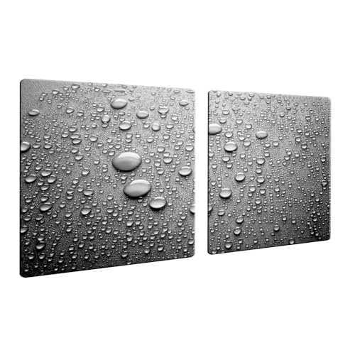 DAMU | Herdabdeckplatte 2teilig 2x40x52 Herdabdeckung Ceranfeld Glasschneideplatte Ceranfeldabdeckung 80x52 Herdplattenabdeckung Kochfeld Abdeckung Schneidebrett Glasplatte Abstrakt Wasser von DAMU