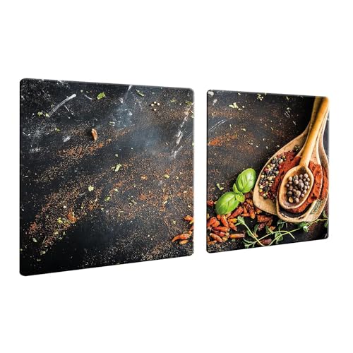 DAMU | Herdabdeckplatte 2teilig 2x40x52 Herdabdeckung Ceranfeld Glasschneideplatte Ceranfeldabdeckung 80x52 Herdplattenabdeckung Kochfeld Abdeckung Schneidebrett Glasplatte GewĂĽrze von DAMU