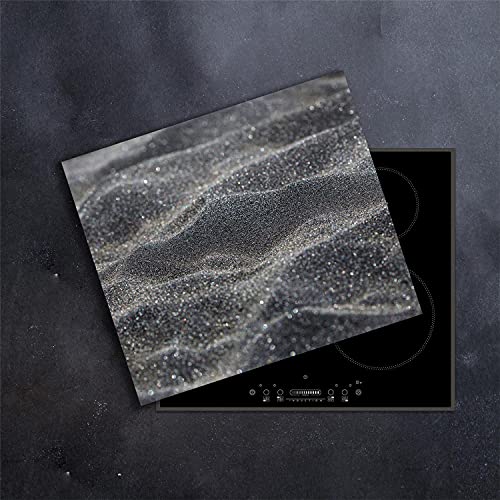 DAMU | Herdabdeckplatte Einteilig 60x52 Herdabdeckung Ceranfeld Glasschneideplatte Ceranfeldabdeckung Herdplattenabdeckung Kochfeld Abdeckung Schneidebrett Glasplatte Abstrakt Sand von DAMU