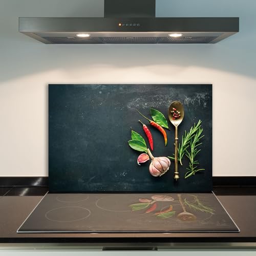 DAMU | Herdabdeckplatte Einteilig 80x52 Herdabdeckung Ceranfeld Glasschneideplatte Ceranfeldabdeckung Herdplattenabdeckung Kochfeld Abdeckung Schneidebrett Glasplatte Paprika Schwarz Rot von DAMU