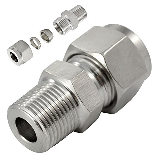 3/8" NPTx10MM Double Ferrule Tube Fitting Male Connector NPT SS 304 CHARLIEUS von DAN SPEED