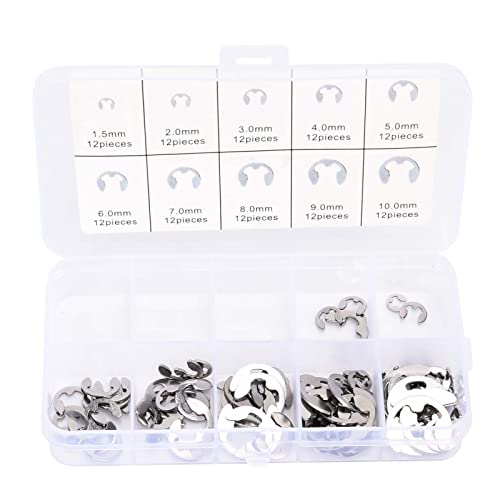 120pcs Edelstahl -Schnappringe Sortiment Kit E Stützringe für Motorwellen Positionierungsbeständige 10 Größen 1,5 mm bis 10 mm mit Aufbewahrungsbox von DANAIXZ