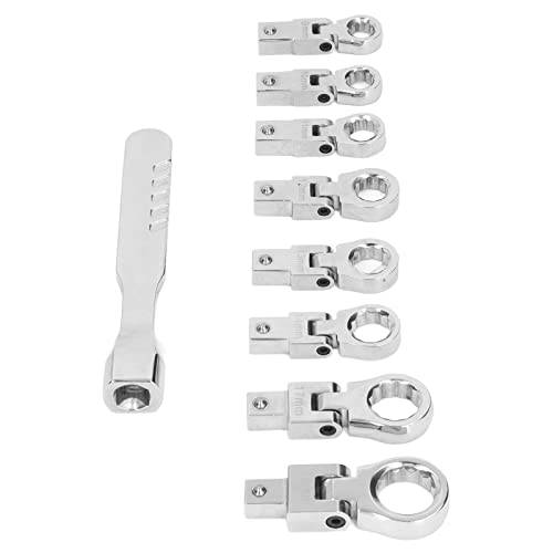 9 PCs austauschbare Ratschenschlüssel -Set, Vanadium Stahlbox -Schritte -Kit mit 8 Köpfen, Kombi -Werkzeug für Automobilz und Industriewartung von DANAIXZ