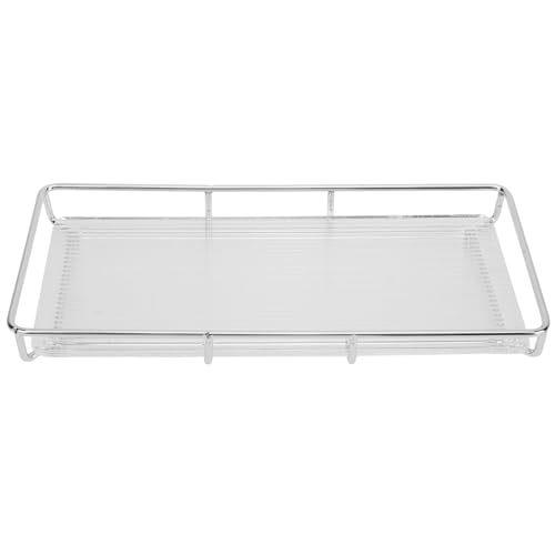 Badezimmerarbeitsplatte Organizer Tablett Edelstahl Acryl moderne minimalistische Konstruktion Raumsparung Aufbewahrungsregal Eitelkeitsschale für Kosmetik lebende Waren Küche (Silberne einschicht Badezimmerarbeitsplatte Organizer Tablett Edelstahl Acryl moderne minimalistische Konstruktion Raumsparung Aufbewahrungsregal Eitelkeitsschale für Kosmetik lebende Waren Küche (Silberne einschicht von DANAIXZ