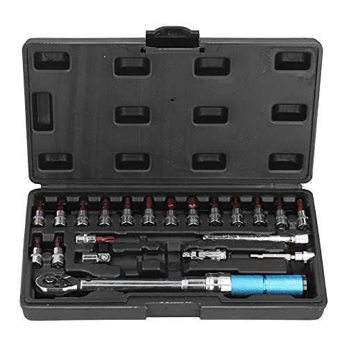 DANAIXZ 1/4 Zoll Antriebs drehmoments chl üssel Set, 5 bis 25 N.m genaues Fahrrad-Wartungs kit mit 72 Zahn-Ratschen, 55 Stahl Zweiweg-Klick-Drehmoments chl üssel mit Zubehör von DANAIXZ