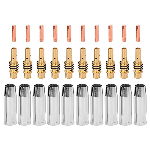 DANAIXZ 10pcs -Schweißdüsen 10pcs Kontakttipps 10pcs Düsenhalter Messing Konstruktion Hochleistungsschweißzubehör Kit kompatibel mit Binzel 15ak Mig Torch von DANAIXZ