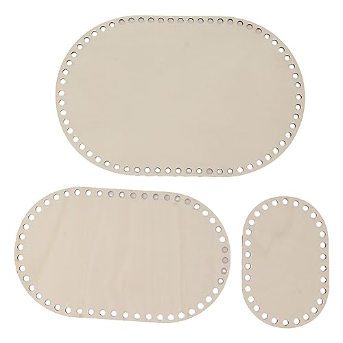 DANAIXZ 3 Stcs Ovales Holzboden mit festem Holz Basis Häkelwebereien handwerk machen Accessoire Haked Bag gewebtes Grundnadelgarnspeicher von DANAIXZ