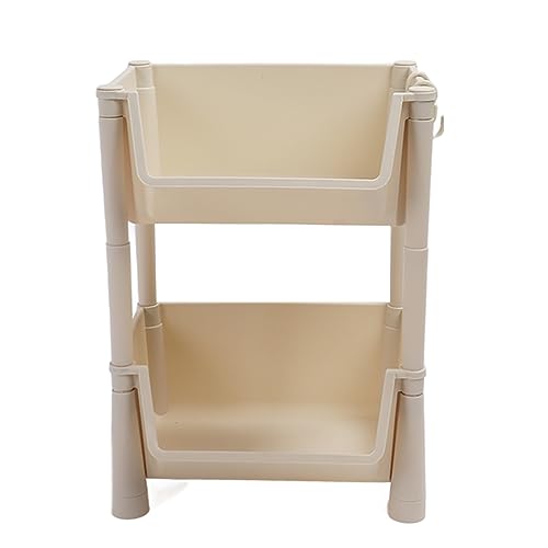 DANAIXZ Bewegliche vertikale Regal PP platzsparend ausrutschen Sie Utility Cart Organizer für Bürobadezimmer Schlafzimmer Küche Langlebige Aufbewahrungslösung (2 Schichten ohne Rad) von DANAIXZ