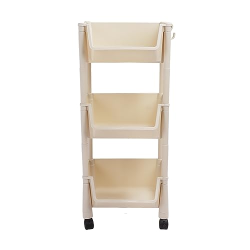 DANAIXZ Bewegliche vertikale Regal PP platzsparend ausrutschen Sie Utility Cart Organizer für Bürobadezimmer Schlafzimmer Küche Langlebige Aufbewahrungslösung (3 Schichten mit Rad) von DANAIXZ