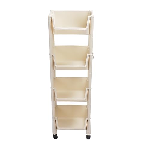 DANAIXZ Bewegliche vertikale Regal PP platzsparend ausrutschen Sie Utility Cart Organizer für Bürobadezimmer Schlafzimmer Küche Langlebige Aufbewahrungslösung (4 Schichten mit Rad) von DANAIXZ
