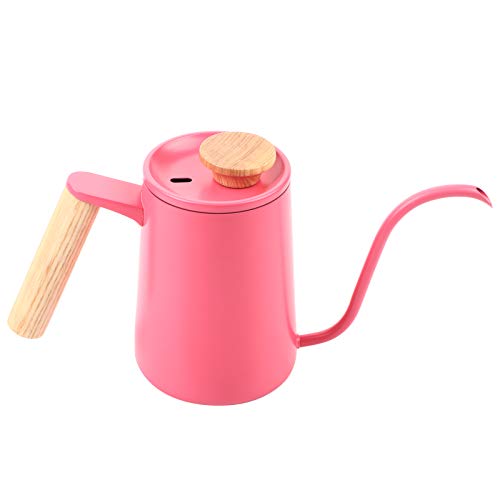 DANAIXZ Kaffeekanne Edelstahl 650 ml Langer Ausgusskessel Premium 304 Lebensmittelqualität Haltbarer, hochtemperaturbeständiges Gießen über die Kaffeemaschine für Home Barista Brewing (Rosig) von DANAIXZ