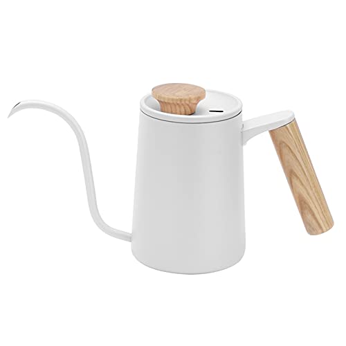 DANAIXZ Kaffeekanne Edelstahl 650 ml Langer Ausgusskessel Premium 304 Lebensmittelqualität Haltbarer, hochtemperaturbeständiges Gießen über die Kaffeemaschine für Home Barista Brewing (Weiß) von DANAIXZ