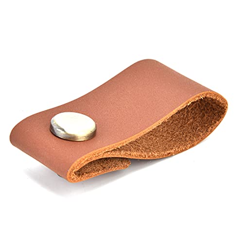 DANAIXZ Künstlicher Ledergriff Griff einzelner Lochschrank Ziehen Sie Moderne Garderobe Griff Zinklegierung versteckter Türgriff für Schubladen Schränke Schränke 19.5x2,8 cm langlebige (Braun) von DANAIXZ