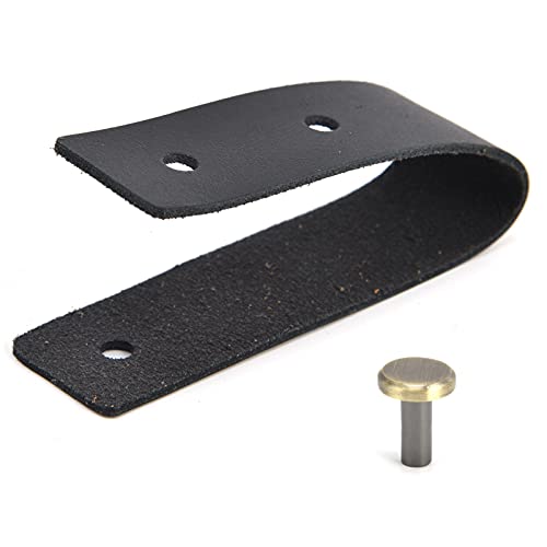 DANAIXZ Künstlicher Ledergriff Griff einzelner Lochschrank Ziehen Sie Moderne Garderobe Griff Zinklegierung versteckter Türgriff für Schubladen Schränke Schränke 19.5x2,8 cm langlebige (Schwarz) von DANAIXZ