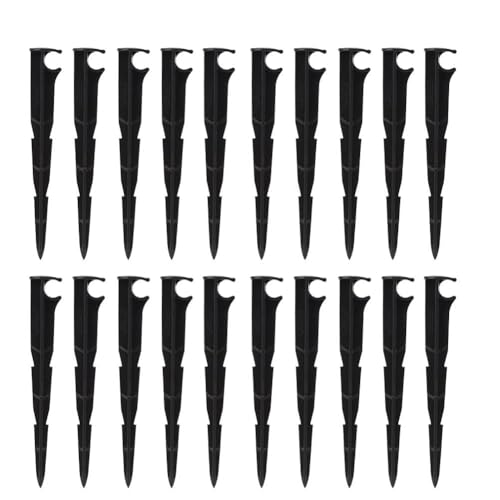 DANAIXZ Schlauchhalterung Erdung Stakes Schwarz PP Plastikschlauch fester Stammhalter Unterstützung für Gartenrasenbewässerungssystemen 20pcs 15,5 x 3 cm 14,5 x 2,5 cm 14x1,5 cm (14,5 * 2,5 cm) von DANAIXZ