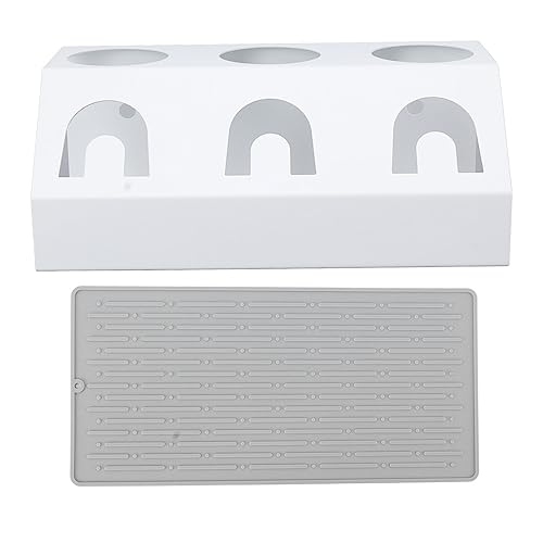 DANAIXZ Soda -Flaschenhalter 3 Löcher Premium Iron Proof Fast Trocknungsflasche Trockenstange mit Silikonpolster für Soda -Glaswasserflaschen Plastikflaschen 30x15x12 cm (Weiß) von DANAIXZ