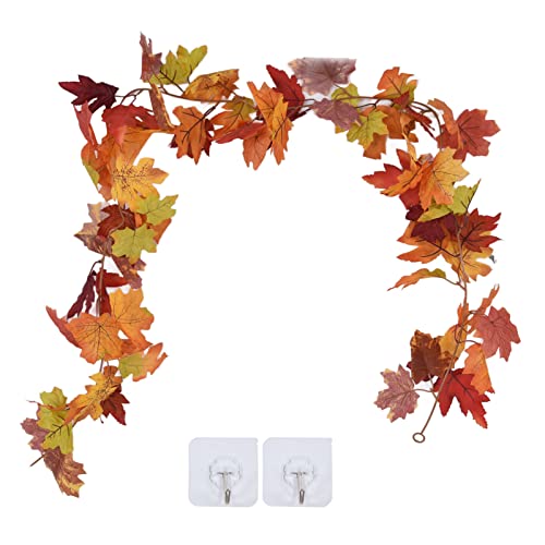 Dekorative künstliche Ahorn Girlande Herbst Blatt Girlanddekoration Thanksgiving Halloween Fake Maple Vine (Zweiköpfiger Ahornblatt 7-Blatt-Zyklus-Modell) von DANAIXZ