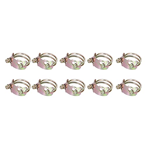 Drahtschlauchklemme 10pcs Hochleistungs -Doppel -Draht -Schlauchklemmen Einstellbares Rohr Fixes Schnalle für Industriegeräte und Home -Use -Verwendung Eisenmaterial Goldverzinkte (2.2-70) von DANAIXZ