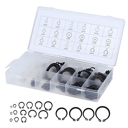 E Clip Kit Snap Ring Set 300pcs externe Stützringe Sortiment Langable Metallcirclips für Lager Zahnräder Riemenscheiben 2 mm bis 32 mm schwarze Hardwarekomponenten Speicherhülle E Clip Kit Snap Ring Set 300pcs externe Stützringe Sortiment Langable Metallcirclips für Lager Zahnräder Riemenscheiben 2 mm bis 32 mm schwarze Hardwarekomponenten Speicherhülle von DANAIXZ