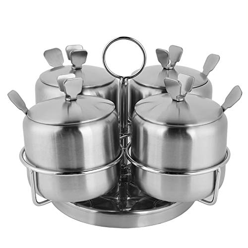 Edelstahl -Gläser Set 4 -Stück rotierende Gewürzlagerbehälter mit Messlöffeln und Deckel für Küchenarbeitsplattenorganisation Premium Metall Rack Edelstahl -Gläser Set 4 -Stück rotierende Gewürzlagerbehälter mit Messlöffeln und Deckel für Küchenarbeitsplattenorganisation Premium Metall Rack von DANAIXZ