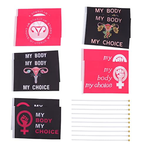Frauen Rechte Garten Flagge Feminist Abtreibungsgesetz Banner Mein Körper meine im Freien Hof Dekoration Polyester Material 10pcs 21x14cm (B) von DANAIXZ