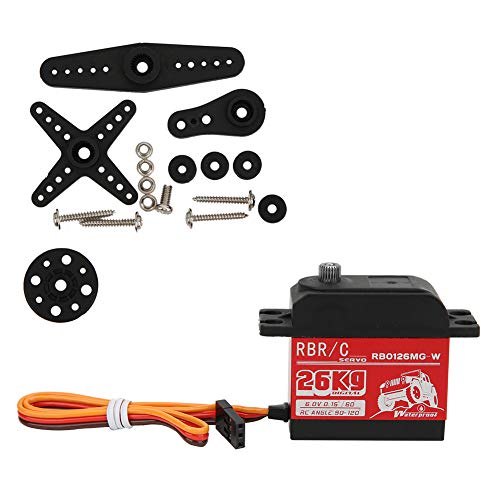 Hochmomoment Metal Gear Digital RC Servo 26 kg Kernmotor wasserdichte stabile Leistung für 1/8 1/10 RC -Autoboot Roboter Plastik Metall 40.5x20x40,5 mm (RB0126MG-W wasserdicht) von DANAIXZ