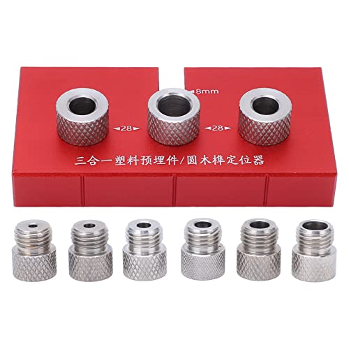 Holz Doweling Jig -Bohranleitung 3 in 1 Locator Hole Puncher Positionierungsöffner Tischlermai -Werkzeuge (Rot) von DANAIXZ