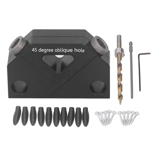 Holzbearbeitung geneigter Lochvorrichtung schwarzer Aluminiumlegierung 45 Grad Winkellochbohranleitung Präzisionswerkzeug für Möbel DIY -Modellherstellung von DANAIXZ