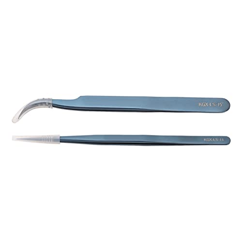 Pinzettenset -Set Aluminiumlegierung gebogener gerade Kopf Anti -Magnektikgenauigkeit Pinzette für die Lötung von PCB (Blau) von DANAIXZ