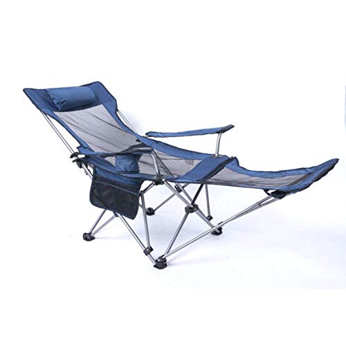 DANBOOL Klappbarer Campingstuhl zum Liegen, tragbarer, Verstellbarer Klappstuhl mit Fußstütze, Faltbarer Stuhl für den Außenbereich, Strand, Wandern, Garten, Blau von DANBOOL