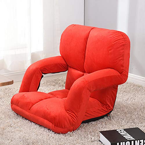 DANBOOL Klappbarer Lazy-Sofa-Bodenstuhl, Verstellbarer Gaming-Stuhl, Freizeitstuhl mit fünf Positionen, mehreckigem Bett und Armlehnen, Rot, 58 x 47 x 50 cm von DANBOOL