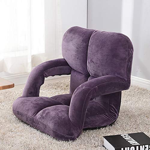 DANBOOL Klappbarer Lazy-Sofa-Bodenstuhl, Verstellbarer Gaming-Stuhl, Liegestuhl, fünfstufiger Mehrwinkel-Bett-Freizeitstuhl mit Armlehnen, violett, 58 x 47 x 50 cm von DANBOOL