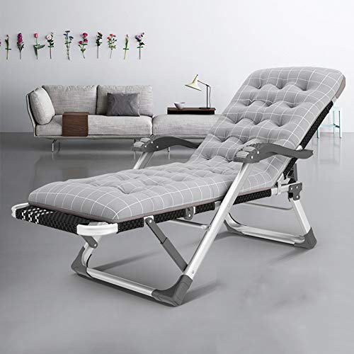 DANBOOL Liegender Klappstuhl, tragbar, Faltbarer Lounge-Sessel, Bett für den Innenbereich, Verstellbarer Klapp-Liegestuhl mit gepolstertem Kissen, Grau von DANBOOL
