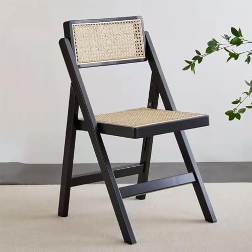 DANBOOL Rattan-Holzklappstuhl, ergonomisches Design, tragbarer klappbarer Esszimmerstuhl für den Heimgebrauch, drehbare Rückenlehne, stapelbarer Outdoor-Stuhl, Gartenstuhl von DANBOOL