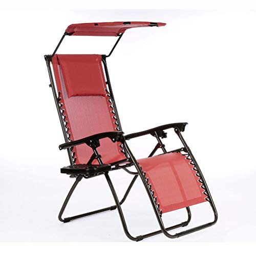 DANBOOL Verstellbarer Stuhl für Terrasse, klappbarer Lounge-Sessel aus Stahlgewebe für den Außenbereich, klappbarer Liegestuhl ohne Schwerkraft mit Getränkehalter-Kopfstütze B 65 x 85 x 110 cm von DANBOOL