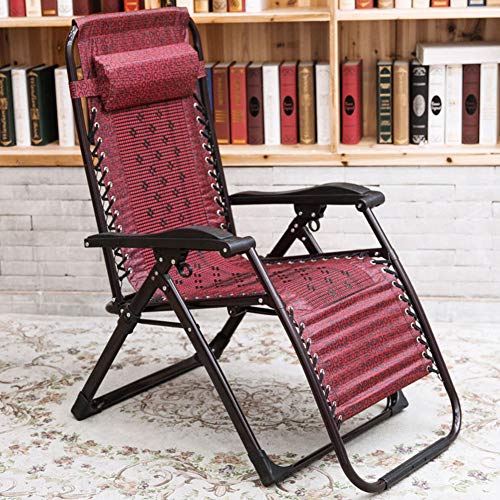DANBOOL Zero Gravity Tragbarer Strandstuhl, geeignet für Camping im Freien, klappbarer Liegestuhl für die Terrasse, atmungsaktiver klappbarer Liegestuhl mit Stahlrahmen und Kissen B von DANBOOL