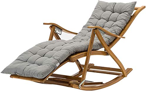 Leichter, übergroßer Liegestuhl, Bambus-Schaukelstuhl, Lounge-Stühle für den Außenbereich, tragbar, zusammenklappbar, Liegestuhl mit Armlehne, Fußmassagekissen, unterstützt 400 lbs-Style3, bequem von DANBOOL