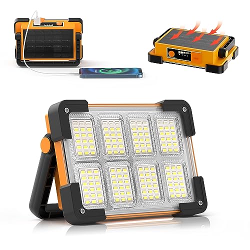 DANCINGBOAR 30W LED Baustrahler Akku Solar Arbeitsleuchte Tragbare, 4 Modi LED Strahler Akku USB Wiederaufladbare 5400 mAh PowerBank für Camping, Werkstatt, Outdoor, Garage, Keller, Notfall von DANCINGBOAR