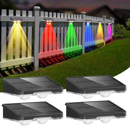 DANCINGBOAR Solar Wandleuchte Aussen 4er-Pack, Solarlampen für Außen Wand Garten mit 6 Farben & RGB Farbwechsel, Solar Zaunleuchten für Außen IP65 für Terrasse, Balkon Deko, Zaun von DANCINGBOAR