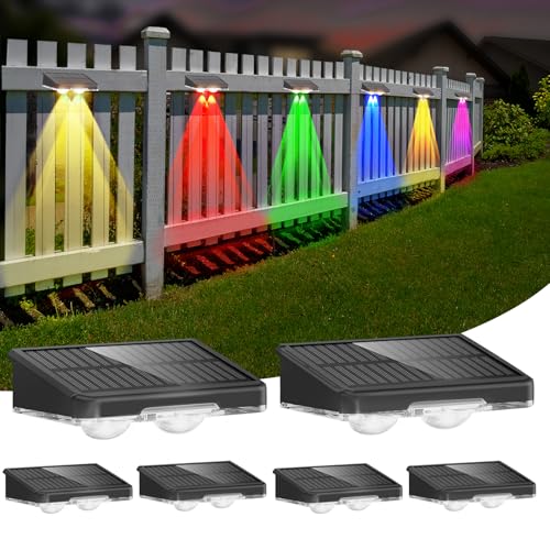 DANCINGBOAR Solar Wandleuchte Aussen 6er-Pack, Solarlampen für Außen Wand Garten mit 6 Farben & RGB Farbwechsel, Solar Zaunleuchten für Außen IP65 für Terrasse, Balkon Deko, Zaun von DANCINGBOAR