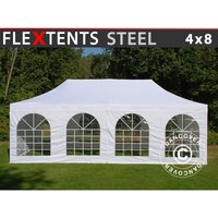 Faltzelt Faltpavillon Wasserdicht FleXtents Steel 4x8m Weiß, mit von DANCOVER