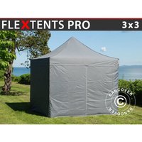 Faltzelt Faltpavillon Wasserdicht FleXtents pro 3x3m Grau, mit 4 von DANCOVER