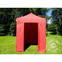 Faltzelt Faltpavillon Wasserdicht FleXtents Basic v.2, 2x2m Rot, mit 4 Seitenwänden - Rot von DANCOVER
