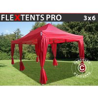 Dancover - Faltzelt Faltpavillon Wasserdicht FleXtents pro 3x6m Rot, mit 6 Gardinen - Rot von DANCOVER