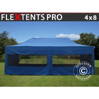 Faltzelt Faltpavillon Wasserdicht FleXtents pro 4x8m Blau, mit 6 von DANCOVER